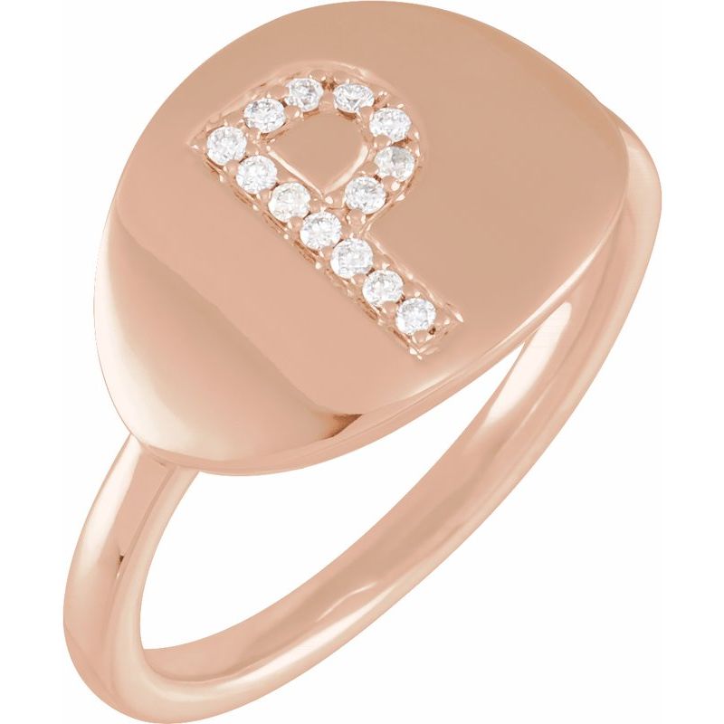 Accented Initial Signet Ring