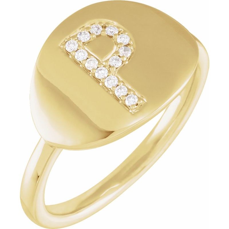 Accented Initial Signet Ring