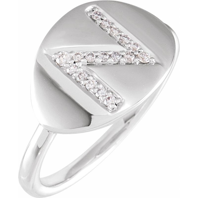 Accented Initial Signet Ring
