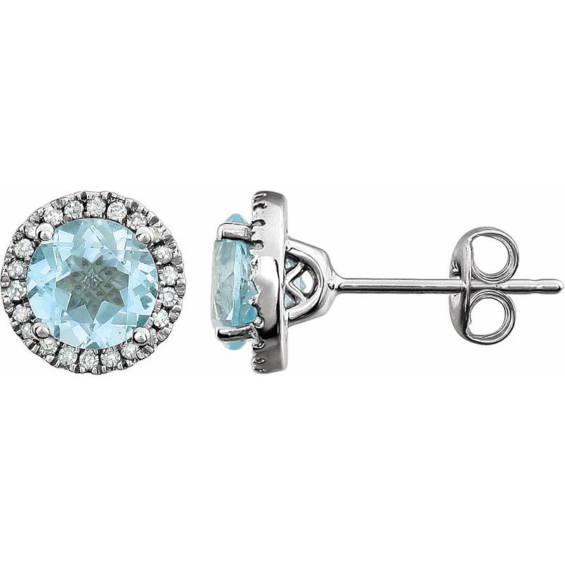 Round 4-Prong Halo-Style Birthstone Earrings