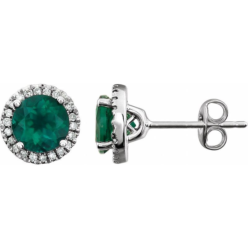 Round 4-Prong Halo-Style Birthstone Earrings