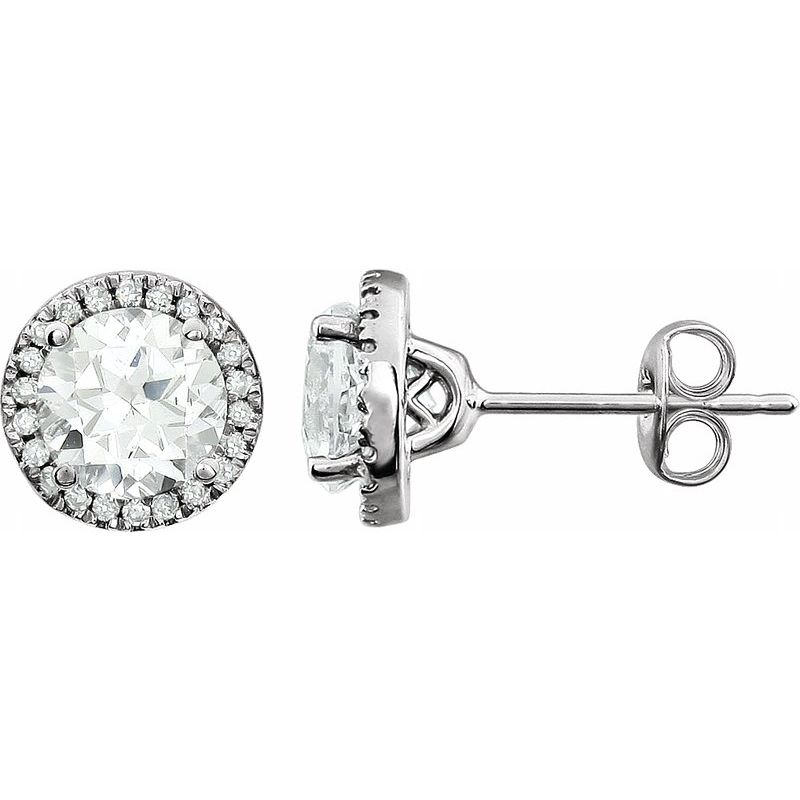 Round 4-Prong Halo-Style Birthstone Earrings