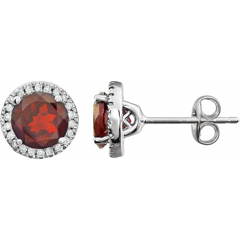 Round 4-Prong Halo-Style Birthstone Earrings