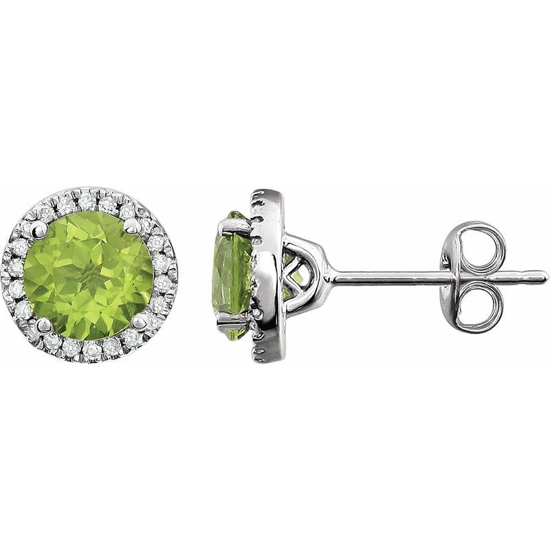 Round 4-Prong Halo-Style Birthstone Earrings
