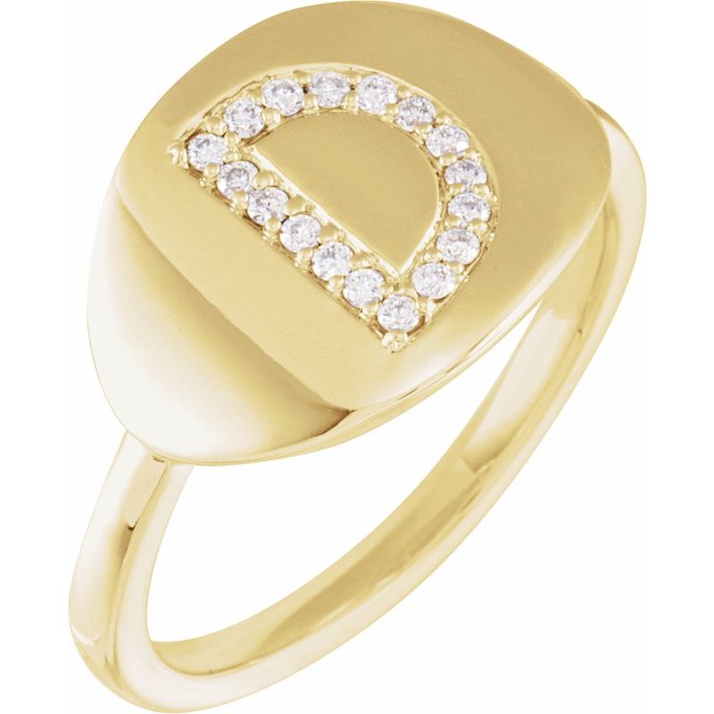 Accented Initial Signet Ring