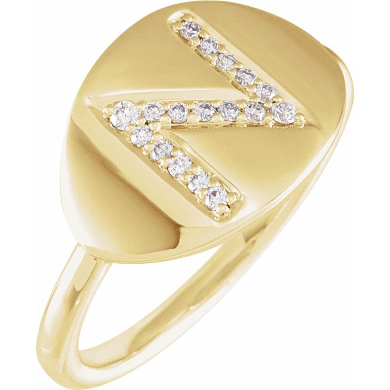 Accented Initial Signet Ring
