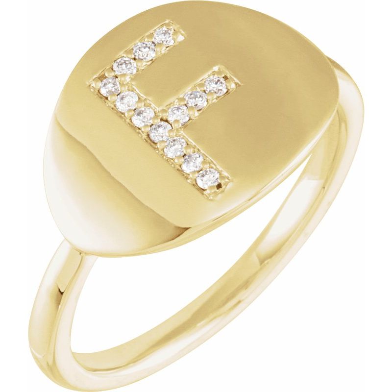 Accented Initial Signet Ring