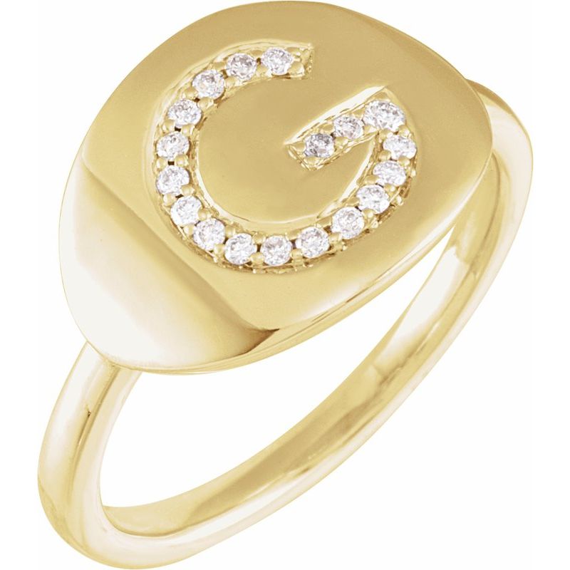 Accented Initial Signet Ring