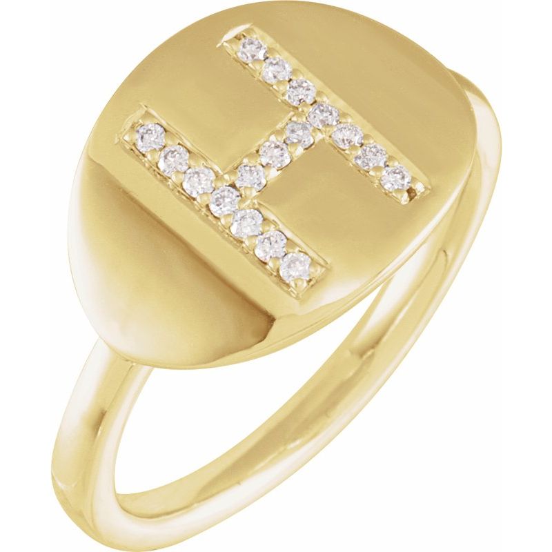 Accented Initial Signet Ring