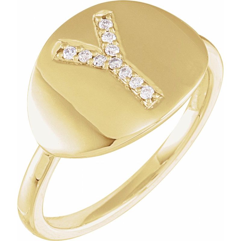 Accented Initial Signet Ring