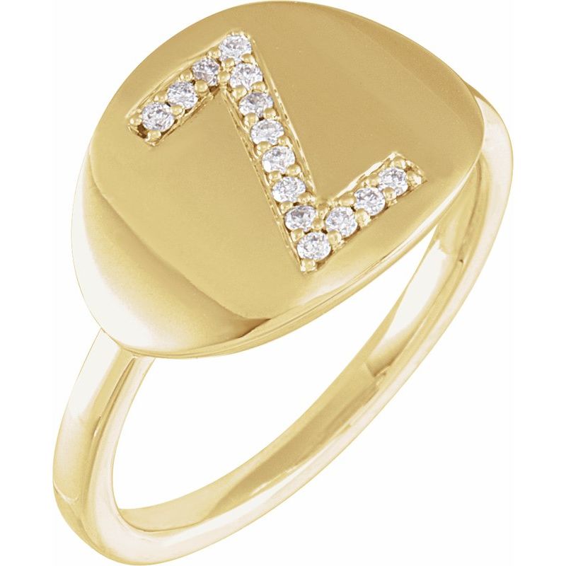 Accented Initial Signet Ring