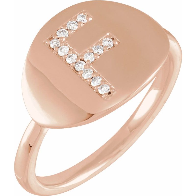 Accented Initial Signet Ring