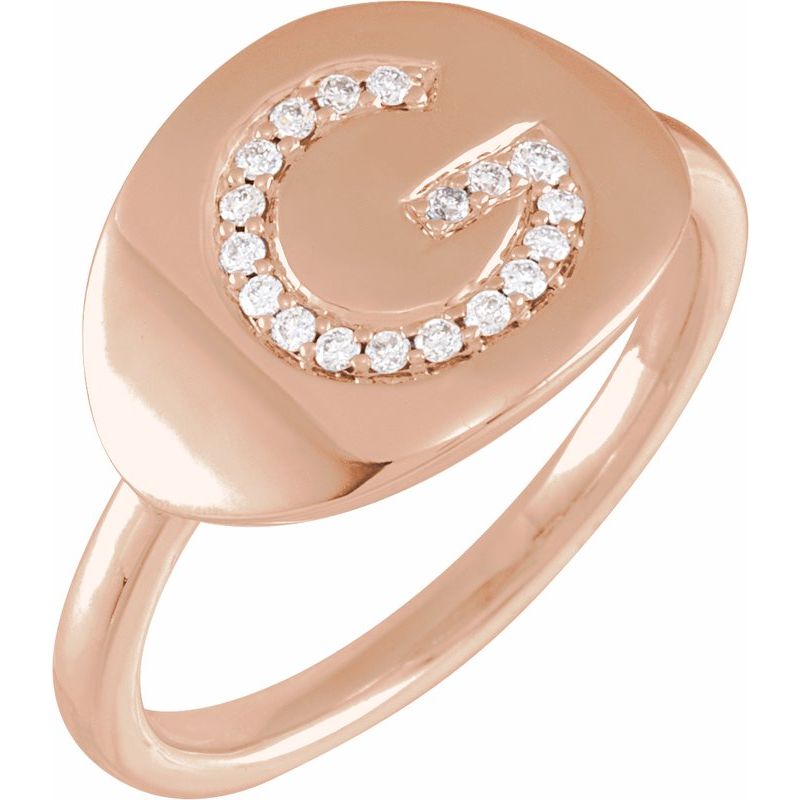Accented Initial Signet Ring