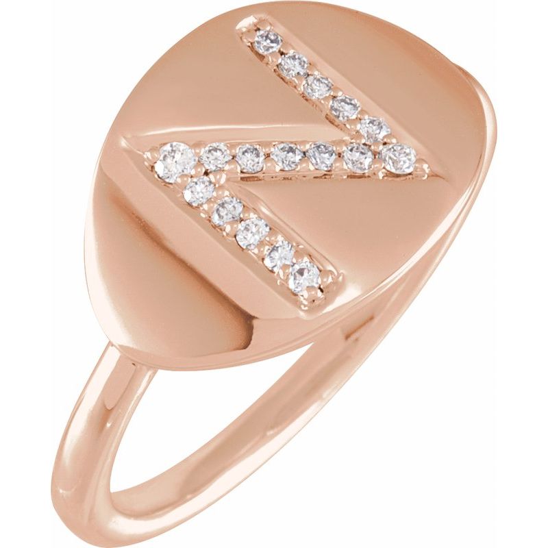 Accented Initial Signet Ring