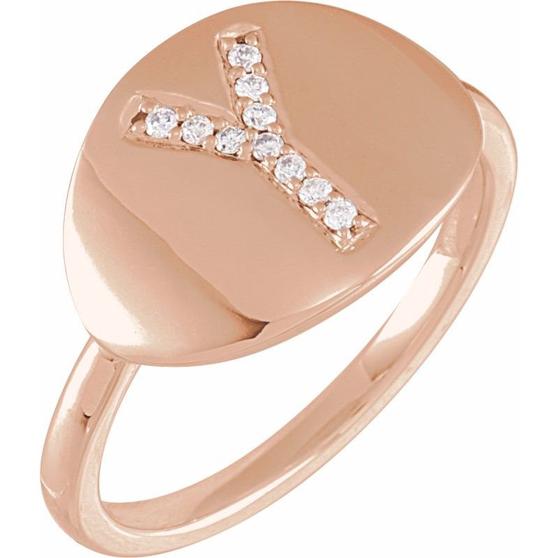 Accented Initial Signet Ring