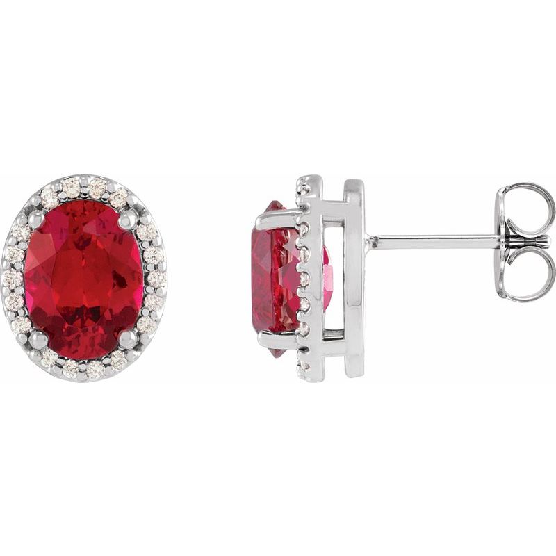 Oval 4-Prong Halo-Style Low Stud Earring