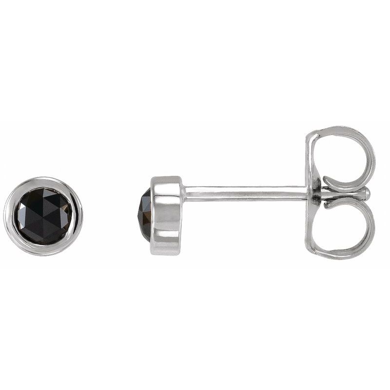 Round Bezel-Set Rose-Cut Stud Earrings