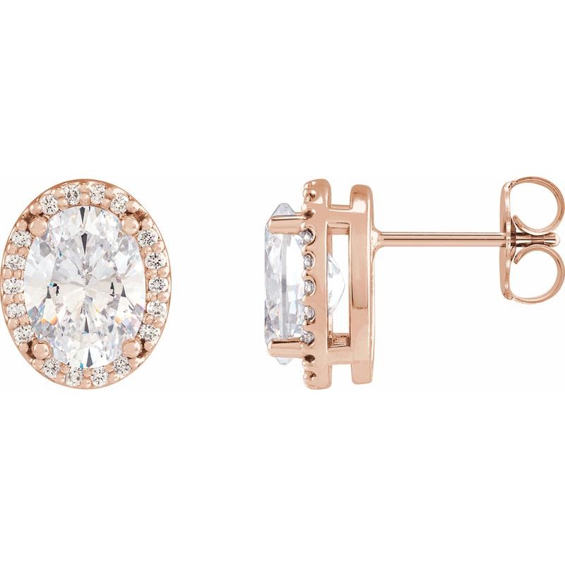 Oval 4-Prong Halo-Style Low Stud Earring