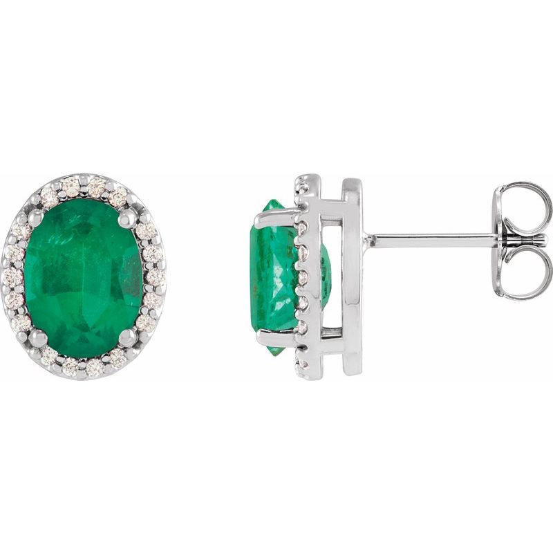Oval 4-Prong Halo-Style Low Stud Earring