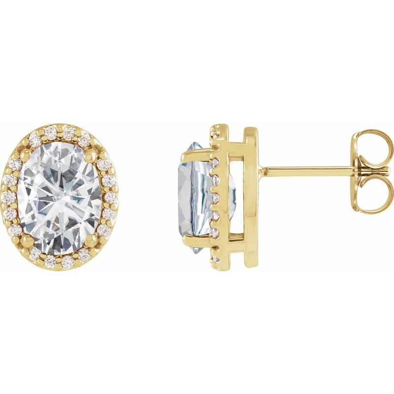 Oval 4-Prong Halo-Style Low Stud Earring
