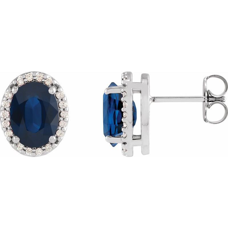 Oval 4-Prong Halo-Style Low Stud Earring