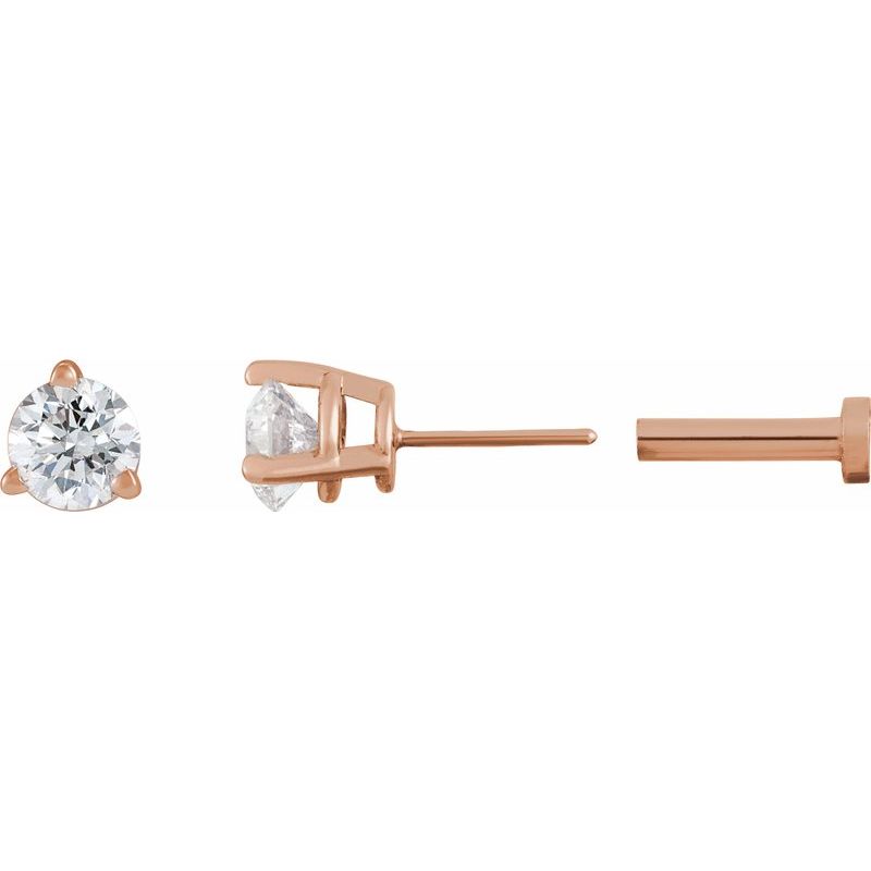 Round 3-Prong Press Fit Stud Earrings