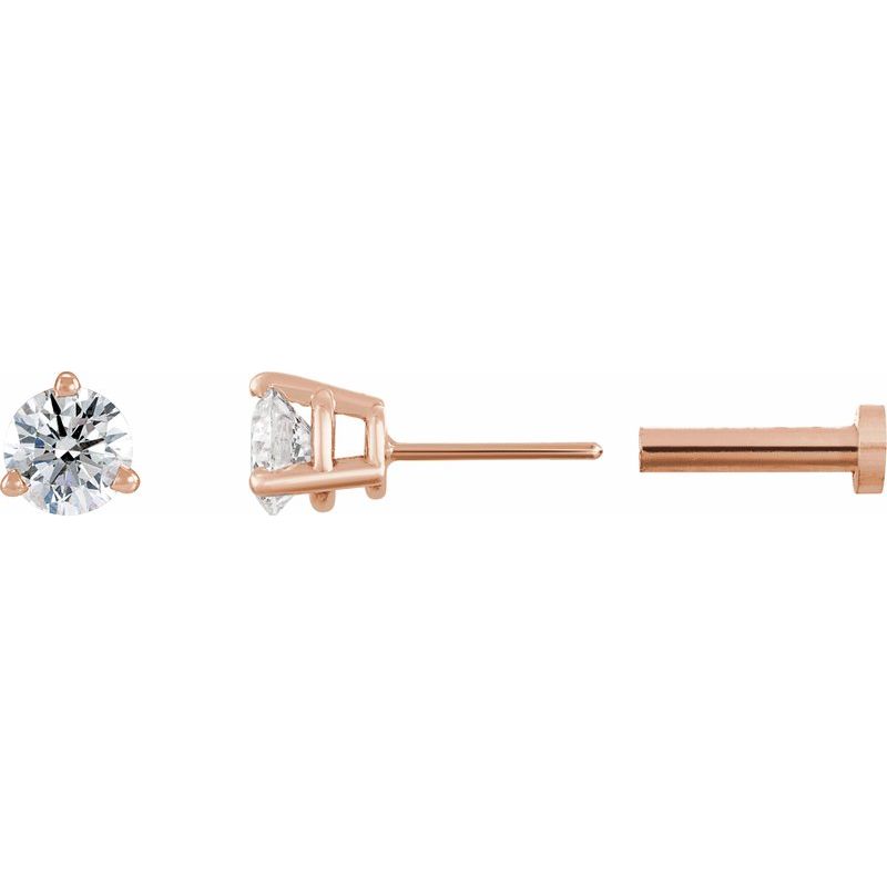 Round 3-Prong Press Fit Stud Earrings
