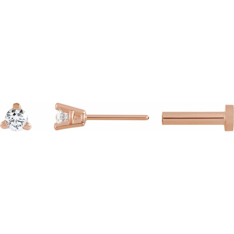 Round 3-Prong Press Fit Stud Earrings