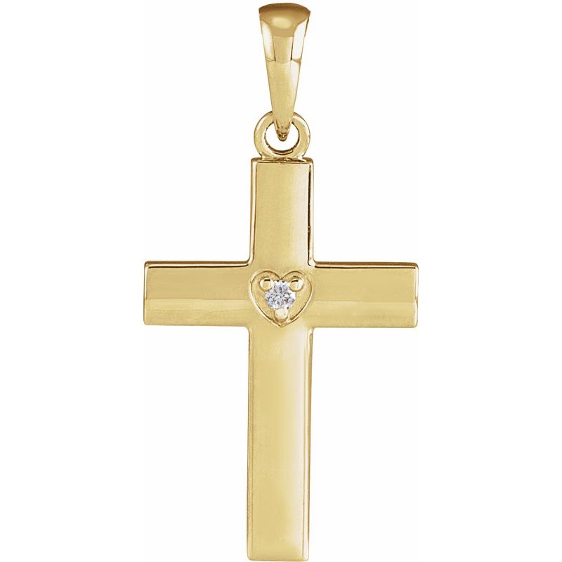 Engravable Cross Necklace or Pendant — .015 ct Natural Diamond