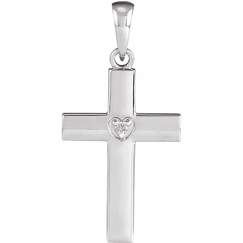 Engravable Cross Necklace or Pendant — .015 ct Natural Diamond