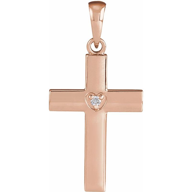 Engravable Cross Necklace or Pendant — .015 ct Natural Diamond