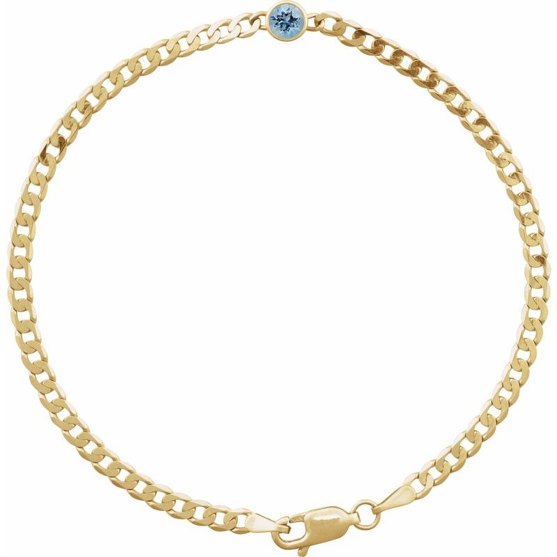 Bezel-Set Solitaire Curb Link Bracelet