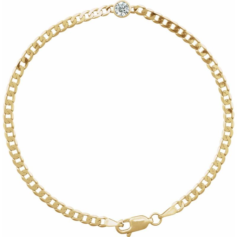 Bezel-Set Solitaire Curb Link Bracelet