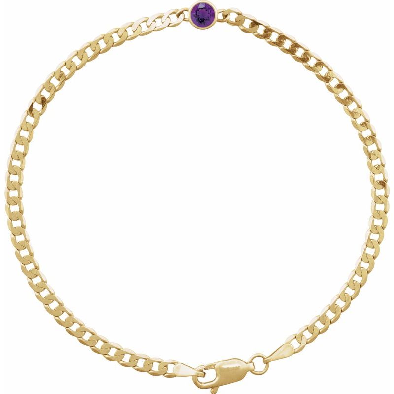 Bezel-Set Solitaire Curb Link Bracelet