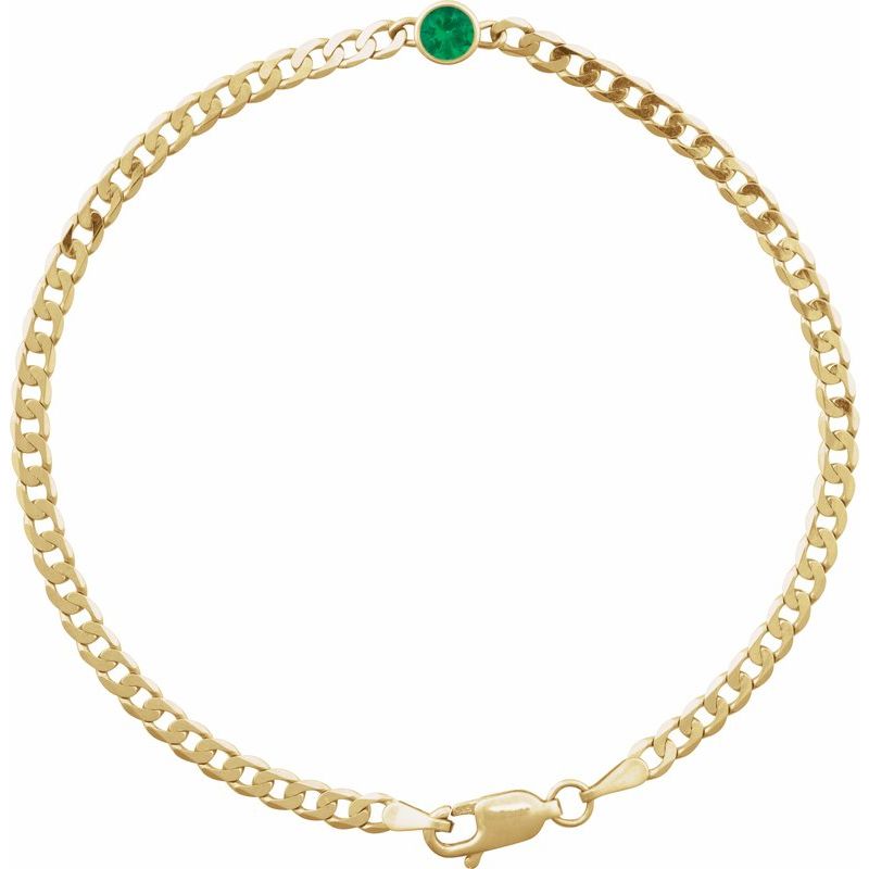 Bezel-Set Solitaire Curb Link Bracelet