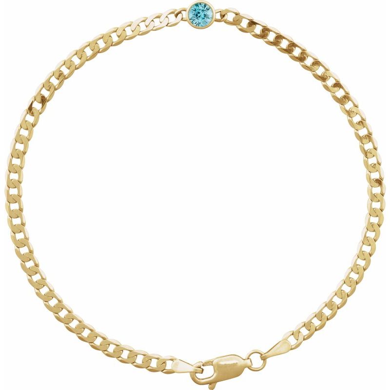 Bezel-Set Solitaire Curb Link Bracelet