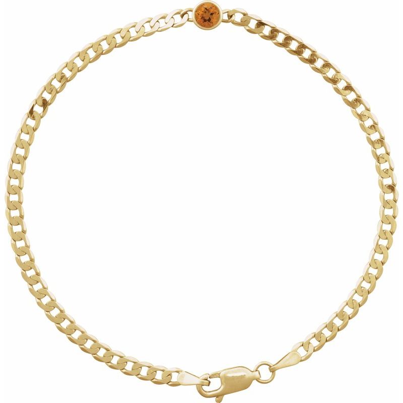 Bezel-Set Solitaire Curb Link Bracelet