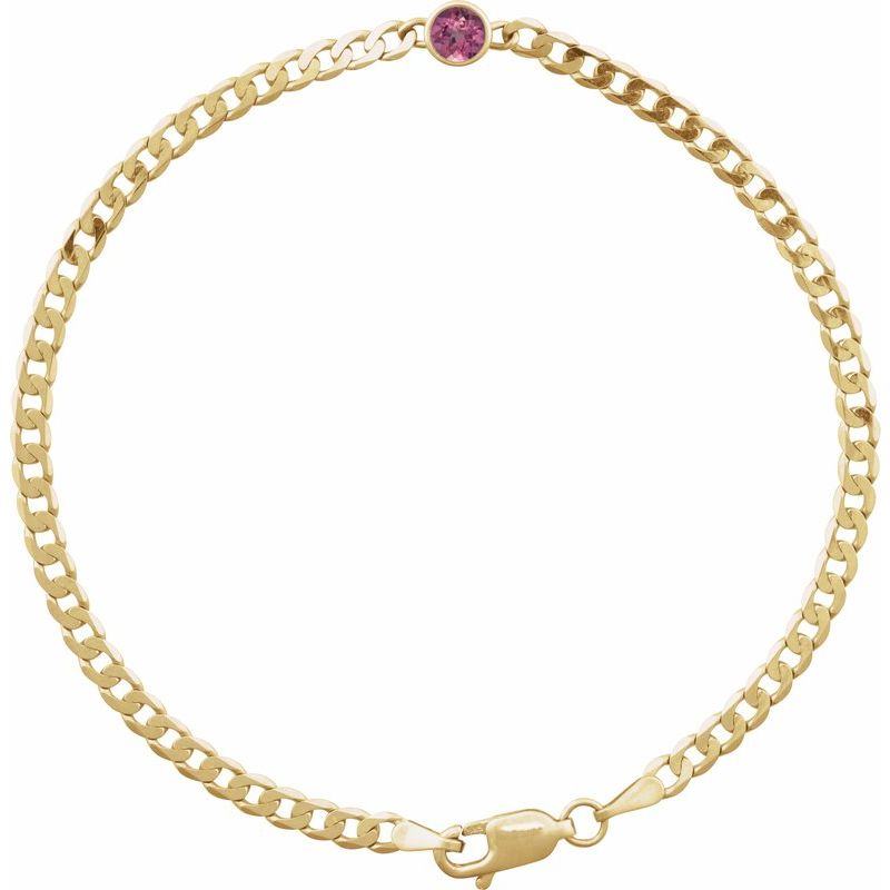Bezel-Set Solitaire Curb Link Bracelet