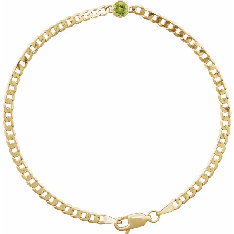 Bezel-Set Solitaire Curb Link Bracelet