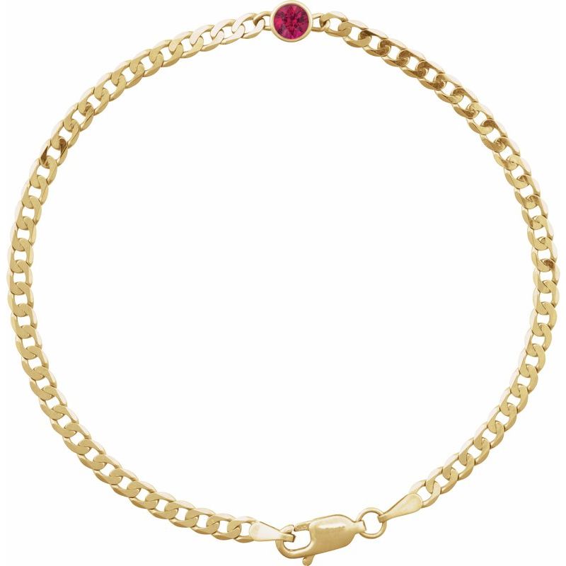 Bezel-Set Solitaire Curb Link Bracelet