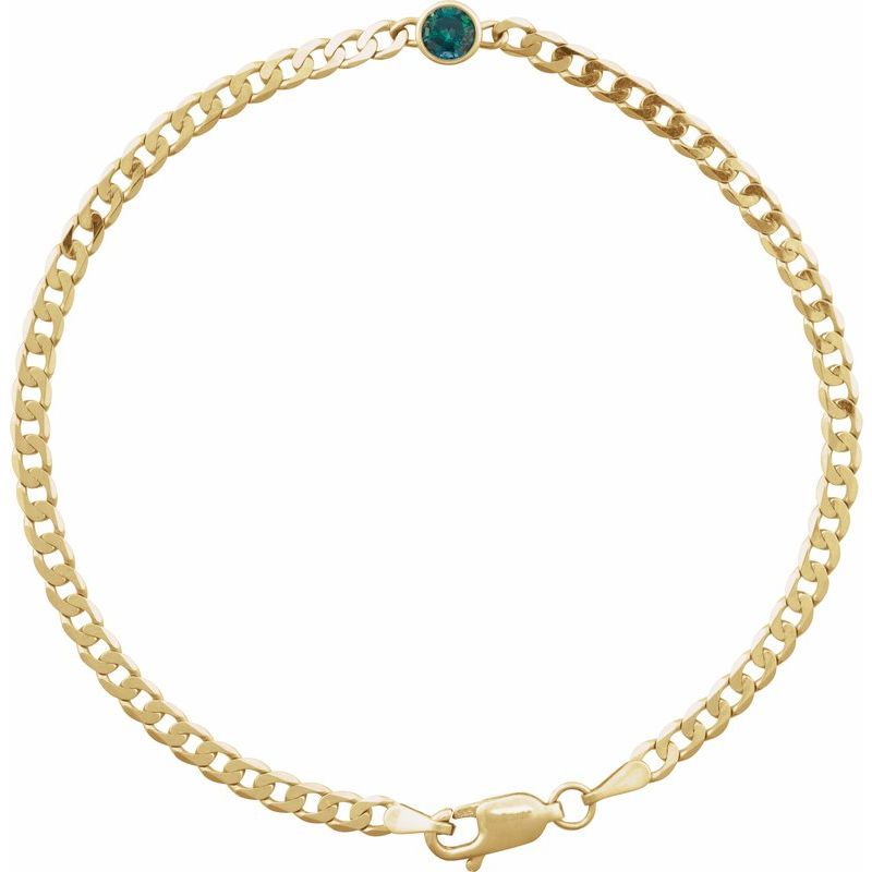 Bezel-Set Solitaire Curb Link Bracelet