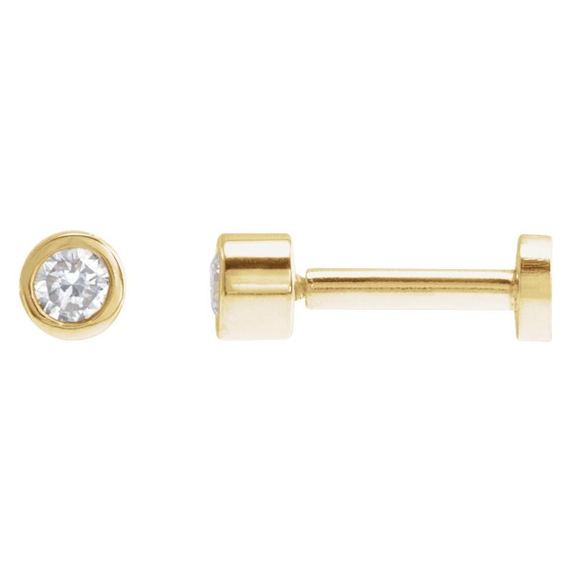 Round Bezel-Set Earrings — Natural Diamond Earring