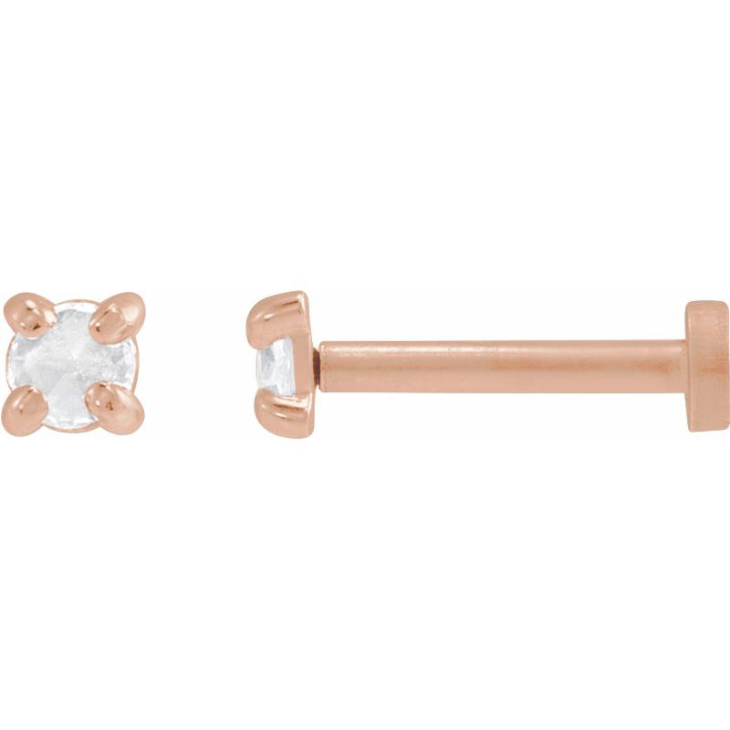 Round Rose-Cut 4-Prong Claw Stud Earrings
