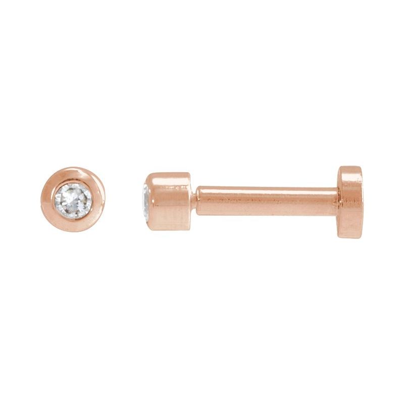 Round Bezel-Set Earrings — Natural Diamond Earring