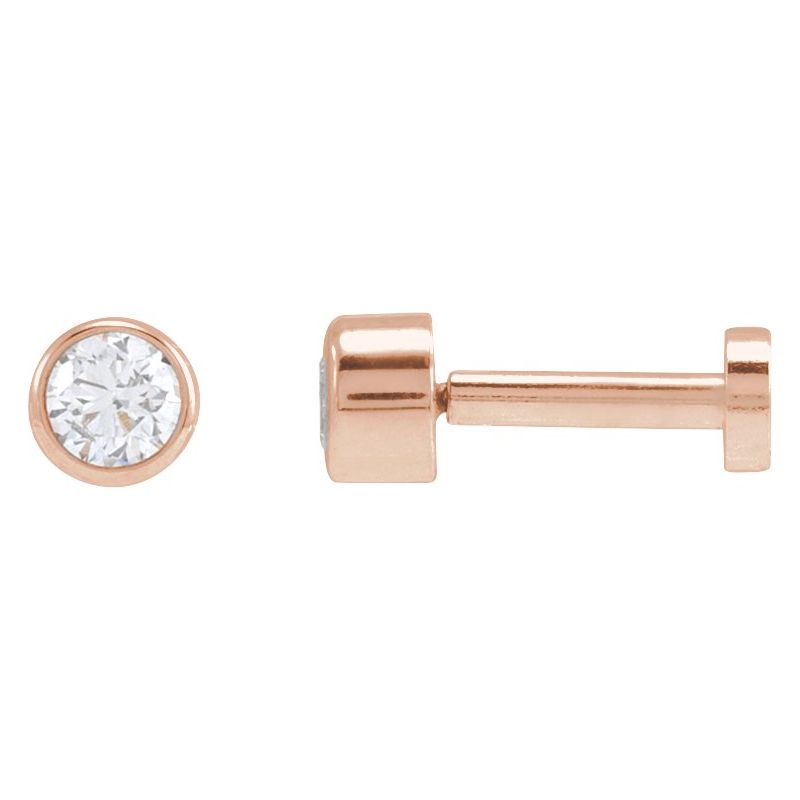 Round Bezel-Set Earrings — Natural Diamond Earring