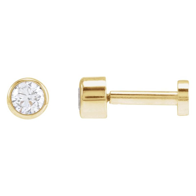 Round Bezel-Set Earrings — Natural Diamond Earring
