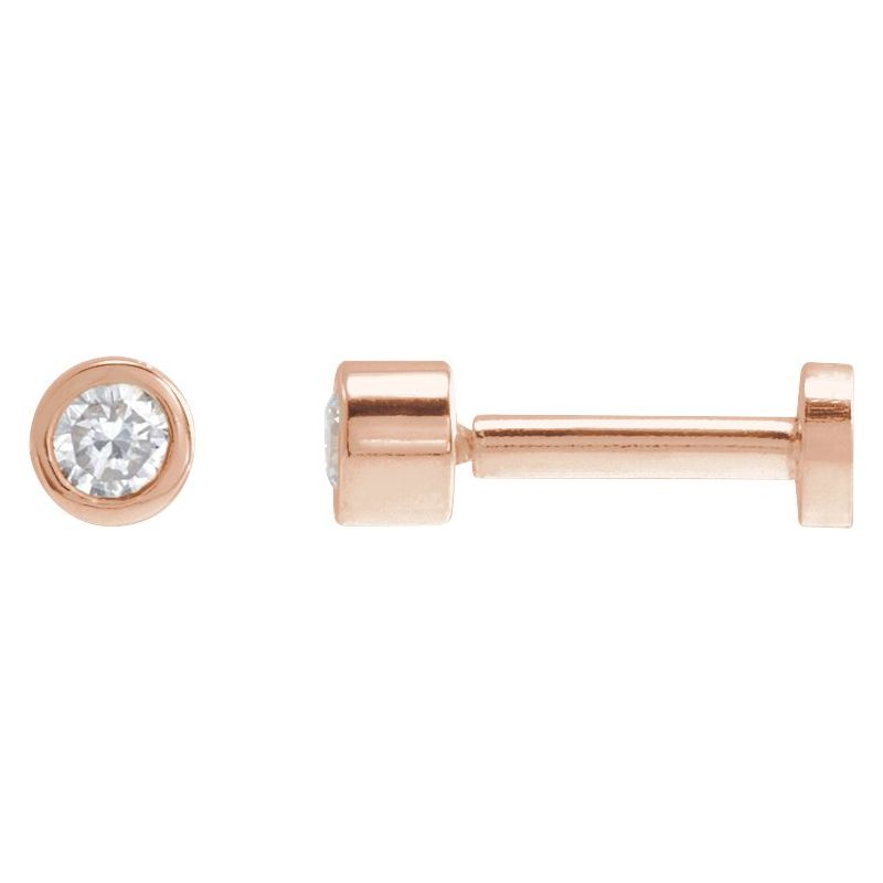 Round Bezel-Set Earrings — Natural Diamond Earring