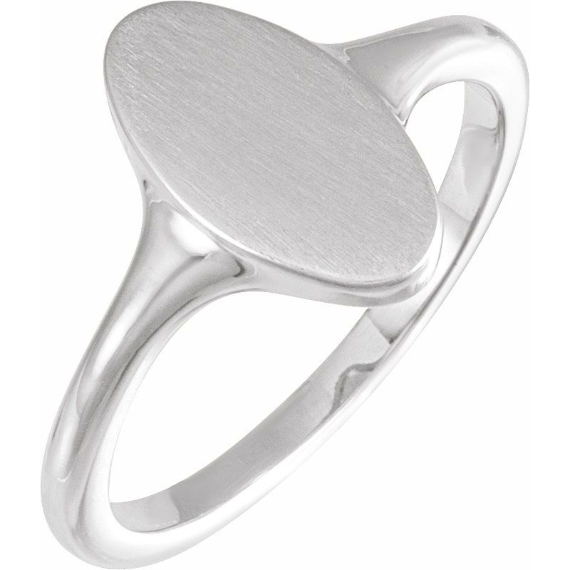 13×7 mm Oval Brushed Top Signet Ring