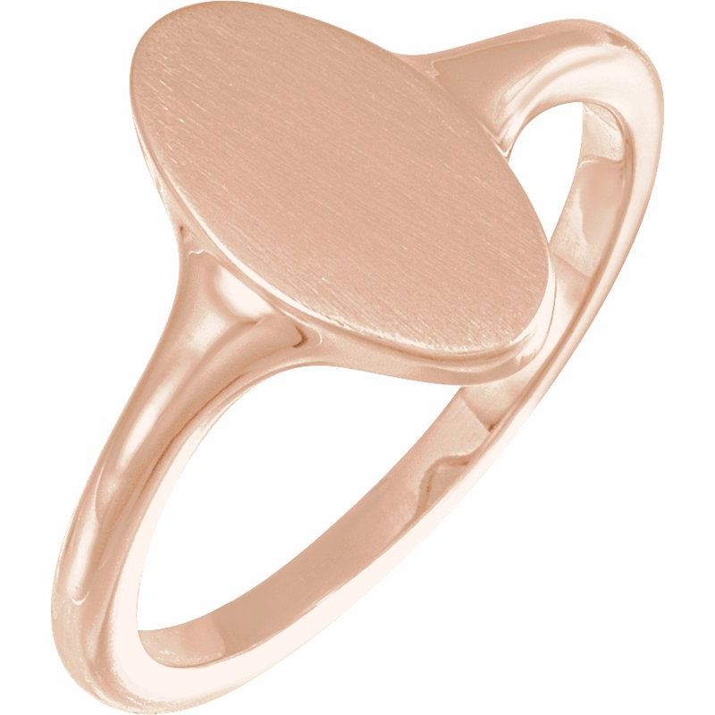 13×7 mm Oval Brushed Top Signet Ring