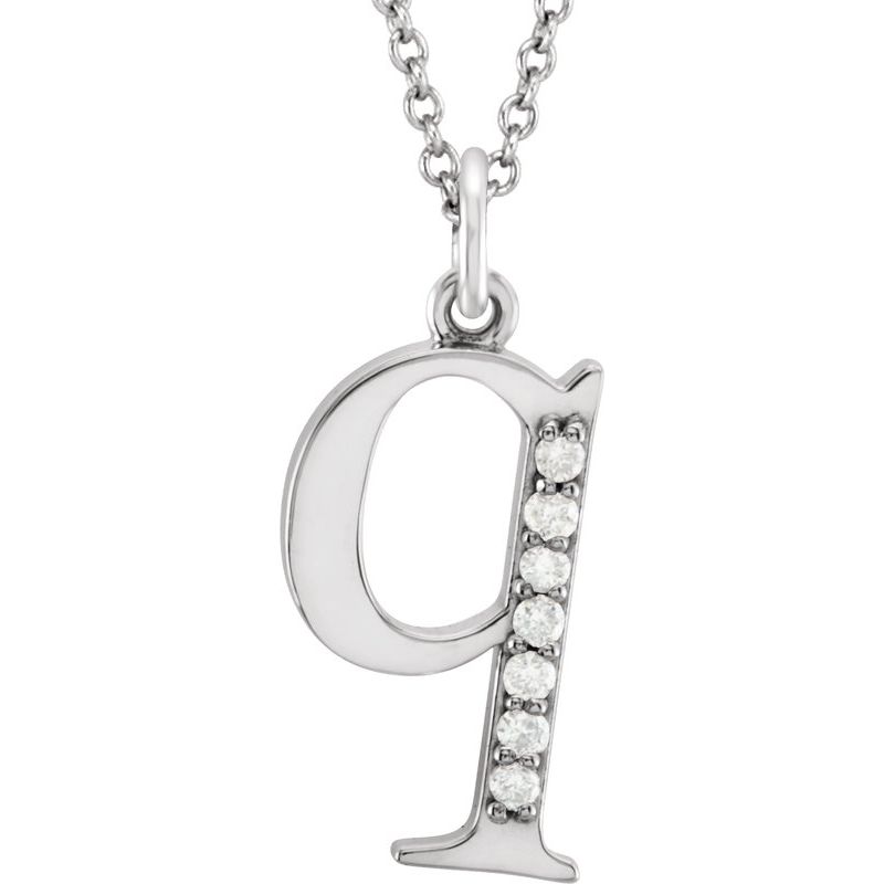 Initial Necklace or Pendant — Natural Diamond Lowercase 16″
